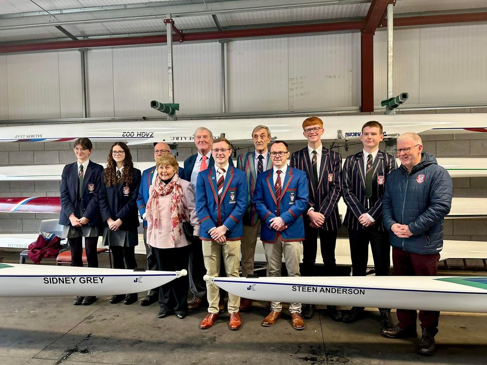 The boats being presented to the school